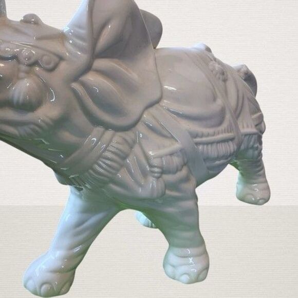 VTG 79s Stef GMA Feller Glazed Ceramic Elephant Figurine Trunk Up 19"X12"X6" - Picture 8 of 16